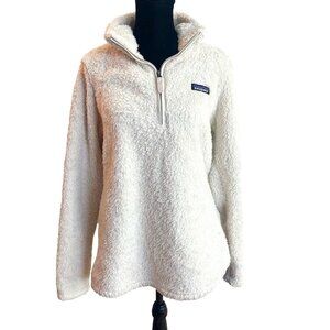 Patagonia Fleece Pullover Women Size Large Los Gatos 1/4-Zip White Fuzzy Warm
